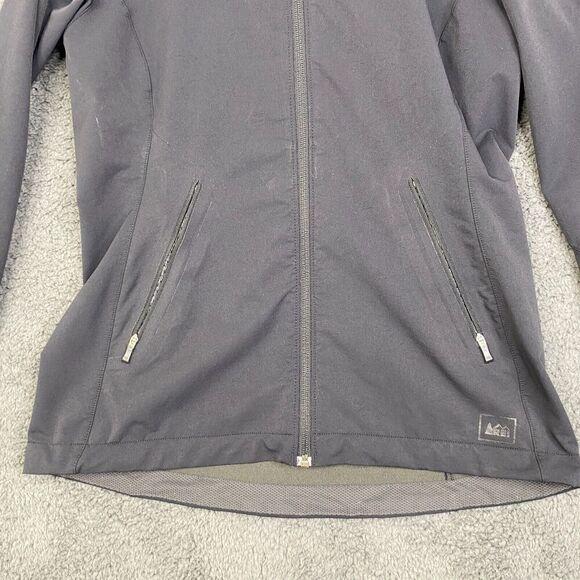 REI Jacket Full Zip Twisp Size Medium Black Softshell Hooded Stretch Outdoor - Picture 4 of 11